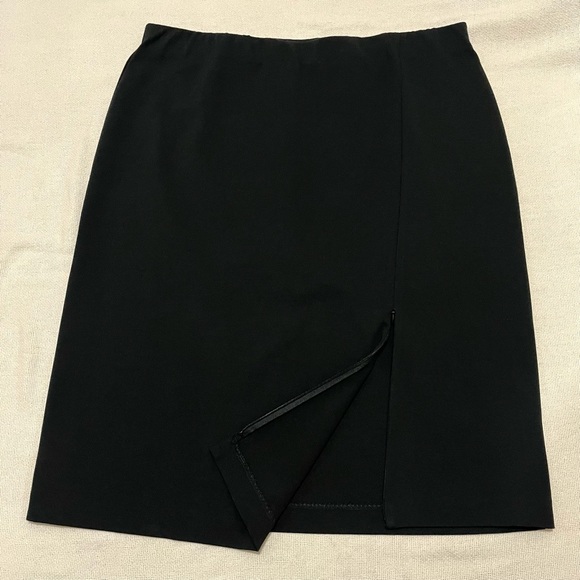 J. Jill Black Ponte Zip Slit Stretch Straight Pencil Asymmetric Skirt Large - Picture 3 of 6